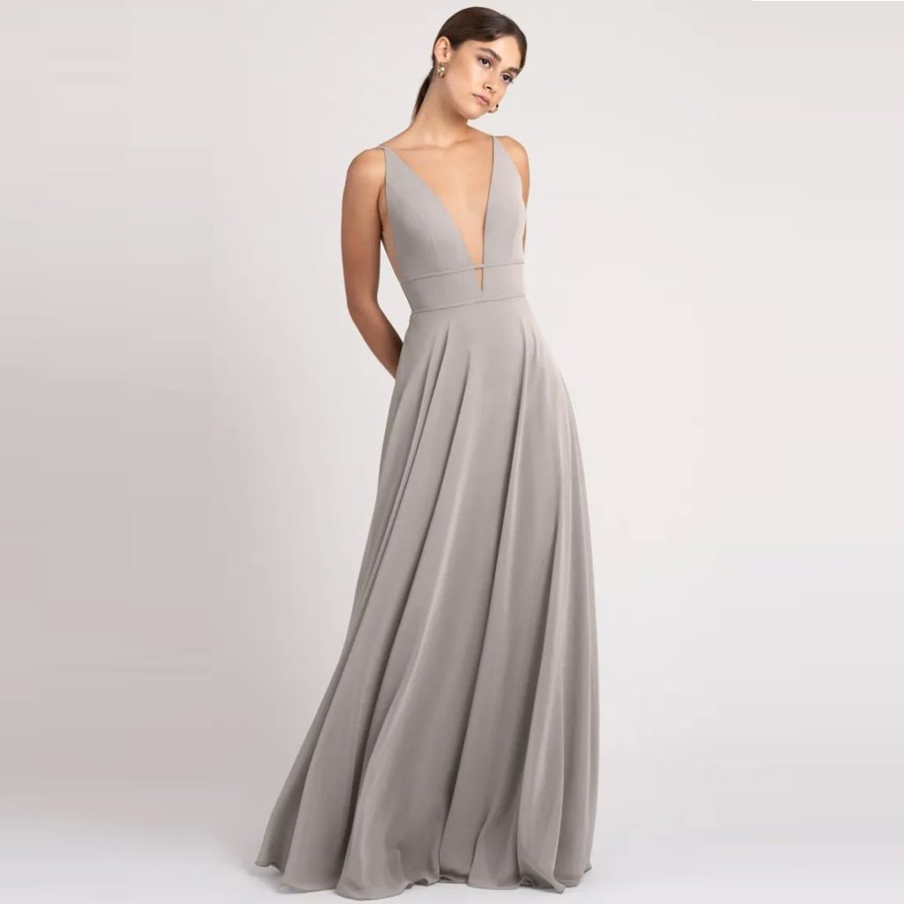 NWT Jenny Yoo Hollis Opay Grey Bridesmaids Dress Size 0 (SOLD OUT ONLINE)